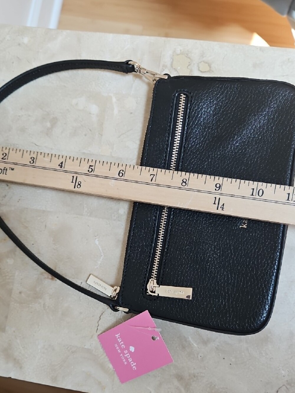 kate spade Black Leather Shoulder Pochette , Concertible Wrislet - Picture 5 of 8